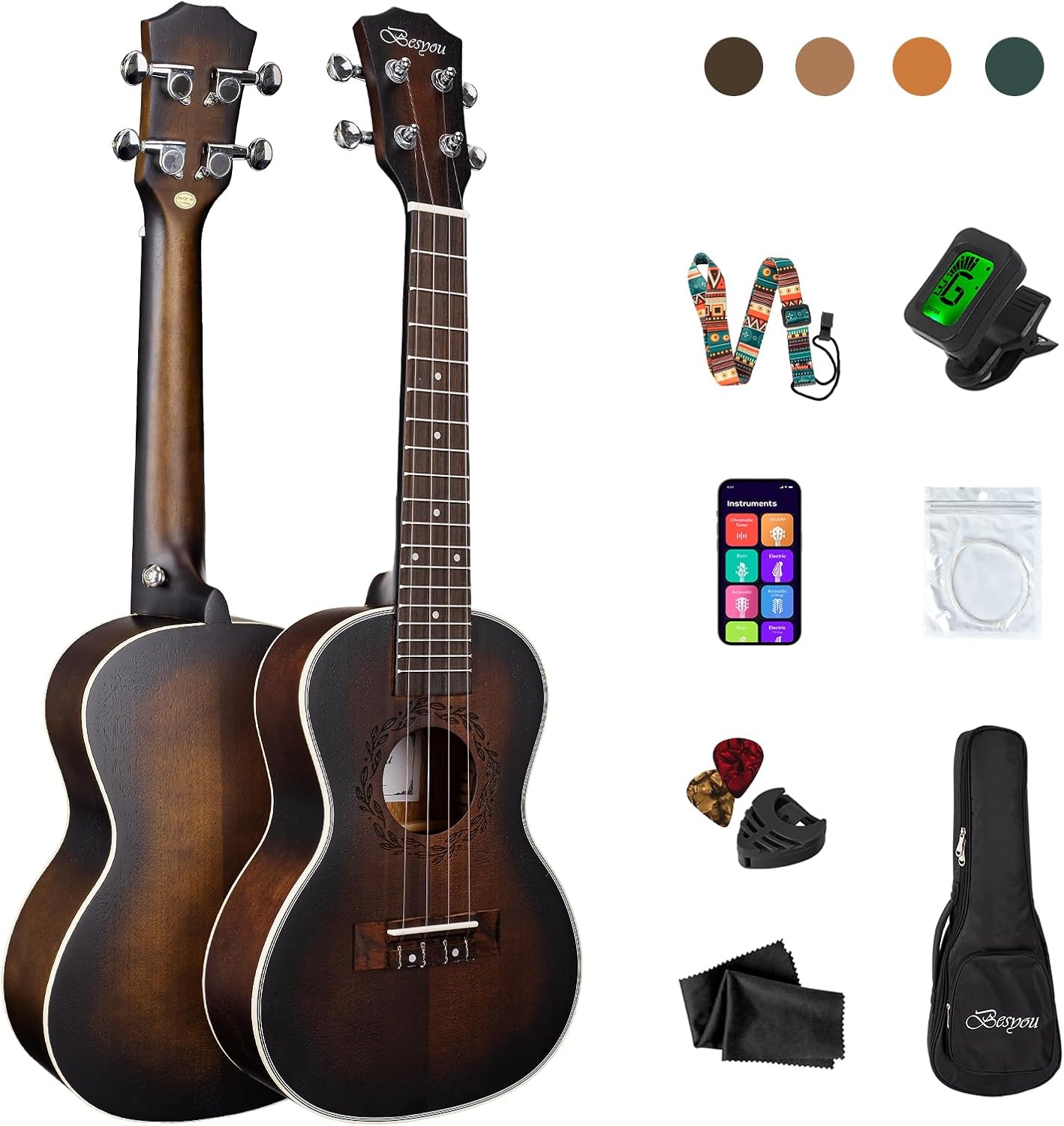 Ukulele Beginner Kit - Concert Ukulele Kit 23 inch Mahogany,
