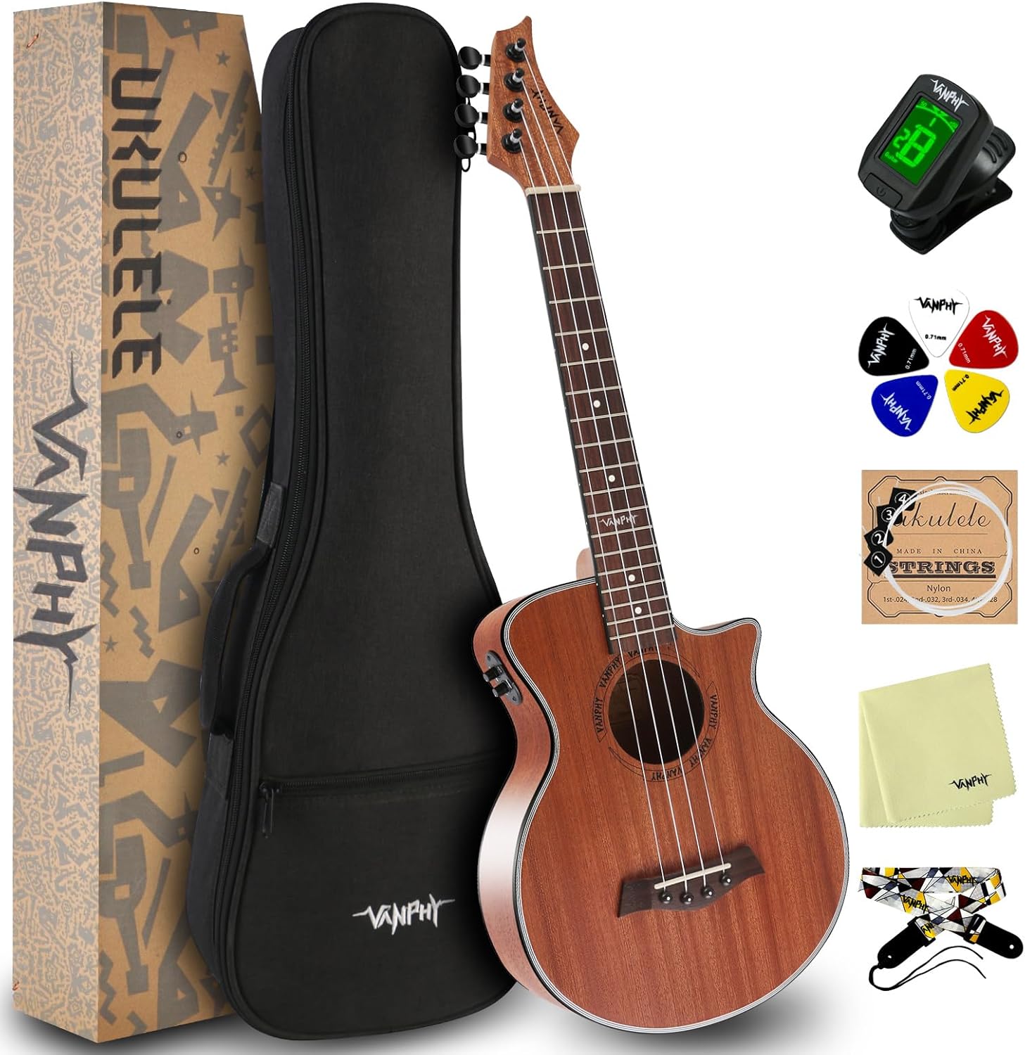 Ukulele Beginner Kit - Acoustic Electric Concert Ukulele 23 Inch