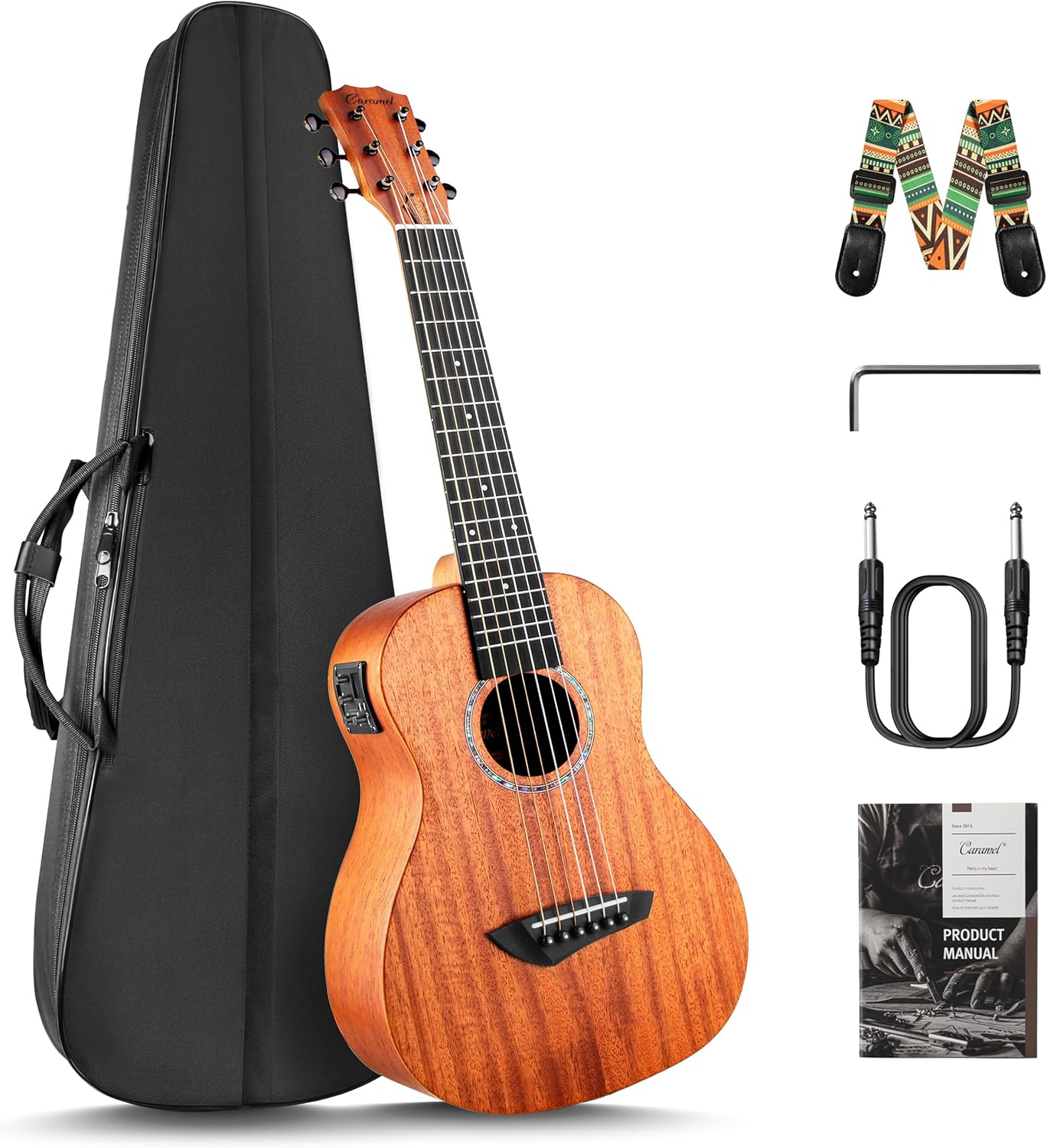 Ukulele Beginner Kit - 30-Inch All Solid Mahogany 6-String Electric