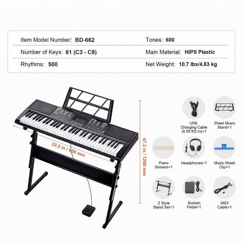 61 Key Digital Keyboard Piano, - مراجعة Keyboard Piano 61 Key وسعره