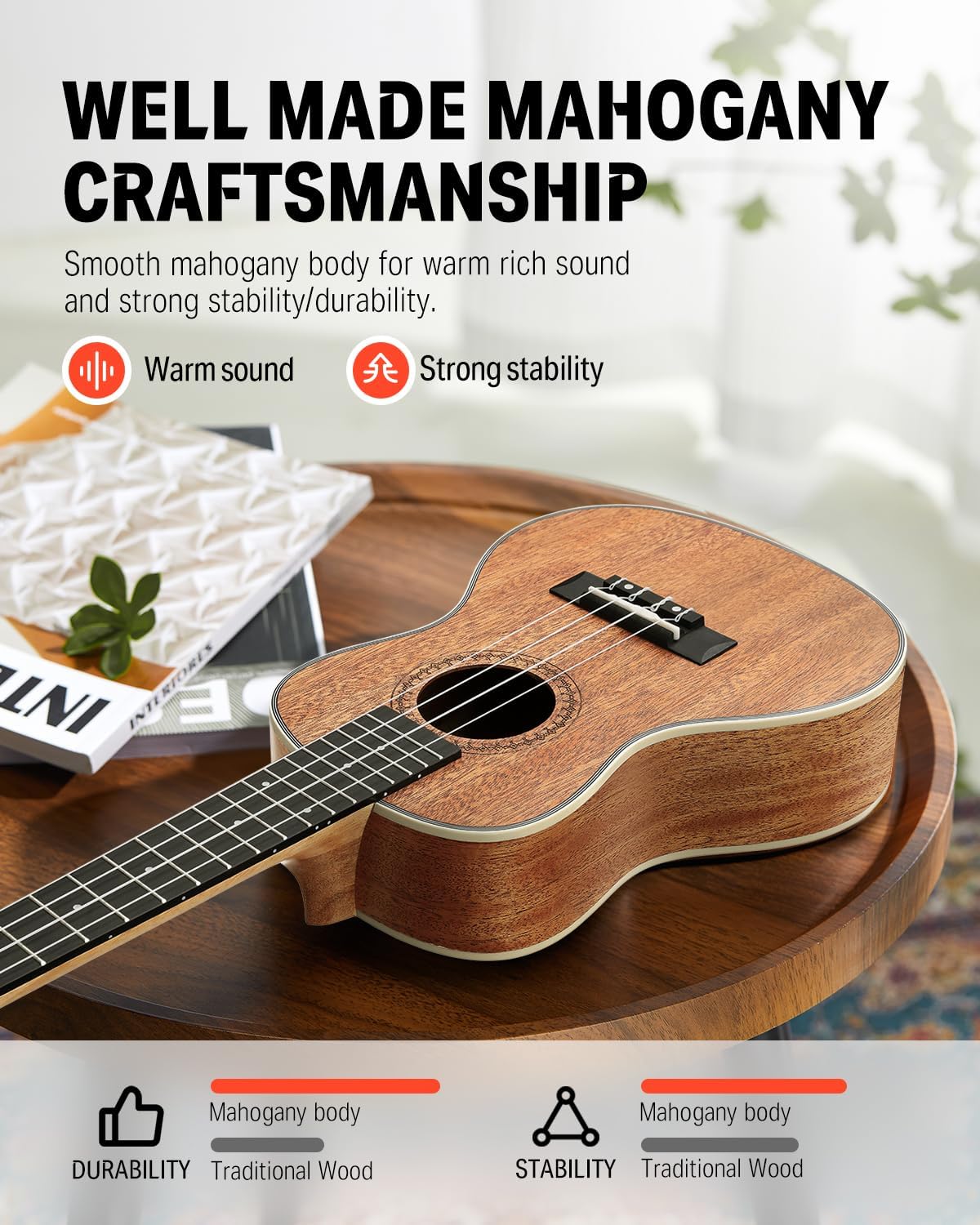 21 Inch Mahogany Wood Soprano  - مراجعة Ukulele Beginner Kit وسعره