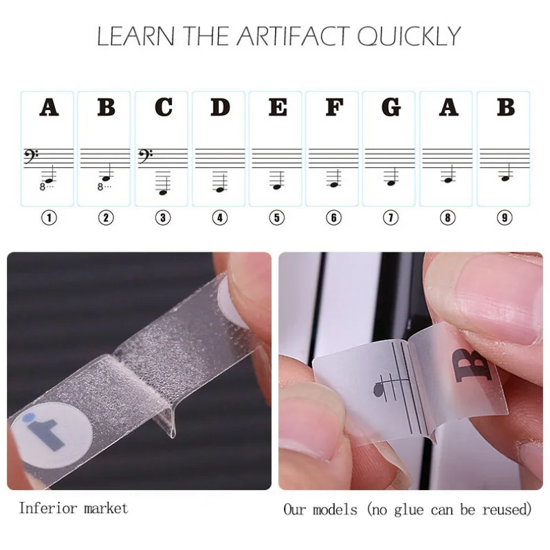 1PC Piano Training Stickers Fo - مراجعة Keyboard Piano 61 Key وسعره