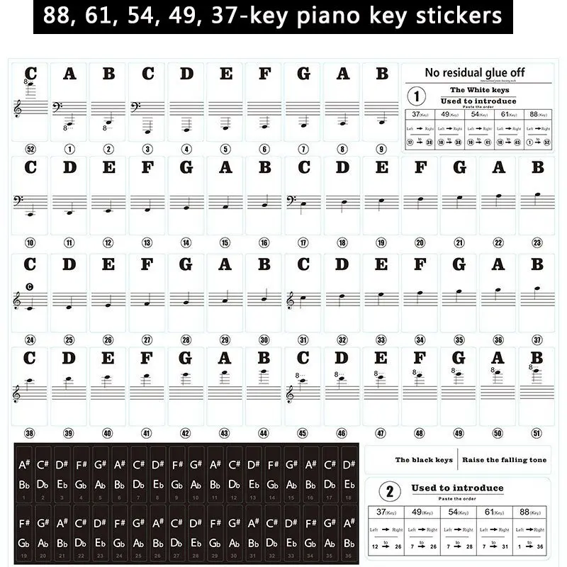 1PC Piano Training Stickers Fo - مراجعة Keyboard Piano 61 Key وسعره